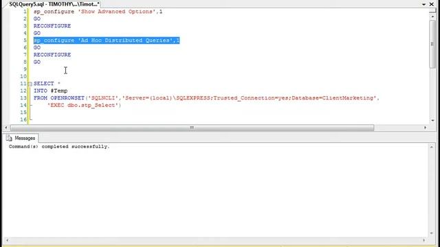 TSQL: Insert Results of Procedure Into Temp Table смотреть онлайн