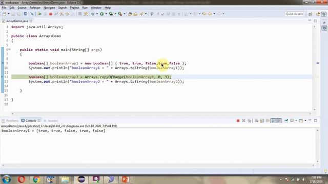 How to use copyOfRange(boolean[] original, int from, int to) method of Java.util.Arrays Class? смотреть онлайн