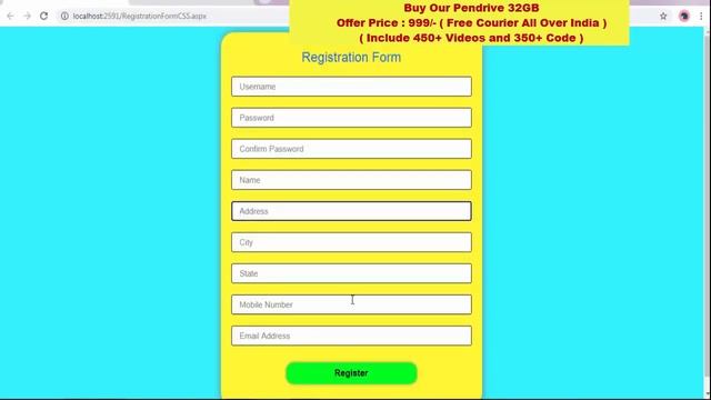 Part 7 - Modern Registration Form with CSS in Asp.Net C# | Hindi | Create Registration Form with CS смотреть онлайн
