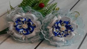 МК. Такие не повторимые и очень красивые бантики из репсовой ленты 4 см. Шьются за полчала.