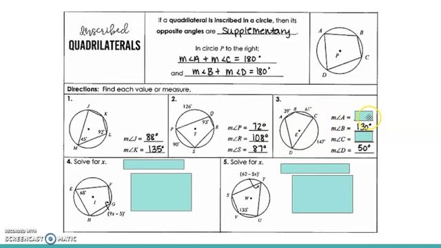 Unit 9 Inscribed Quadrilaterals in Circles Notes смотреть онлайн