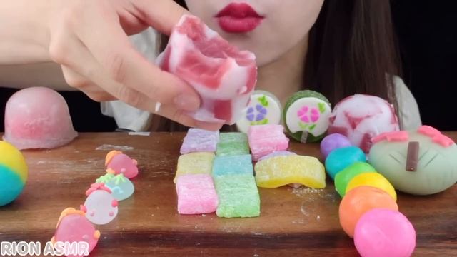 【ASMR】WAGASHI&MOCHI?COLORFUL SOFT MOCHI,WATER MANJU,SUNFLOWER NERIKIRI  MUKBANG 먹방 EATING SOUNDS