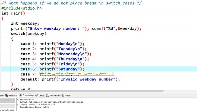 What happens if we do not place break statement in switch cases? смотреть онлайн