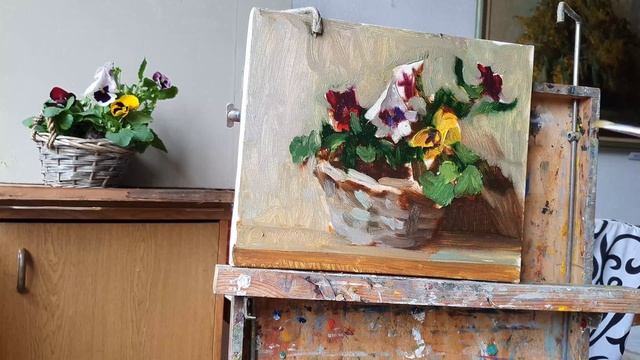 Анютины Глазки. Живопись маслом. Этюд для начинающих смотреть онлайн