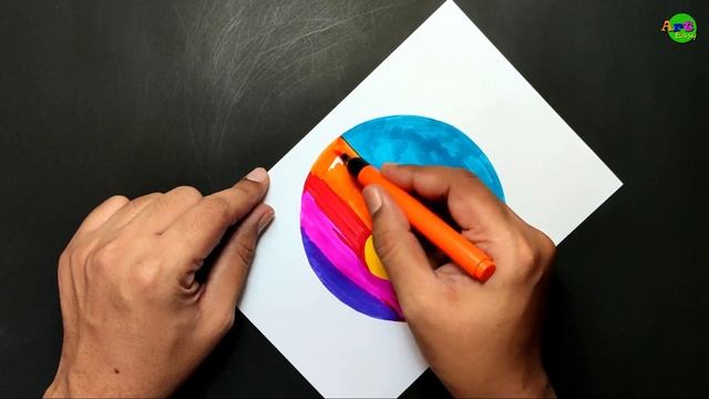 Colorful Sunset Drawing with Brush Pen || Very Easy смотреть онлайн