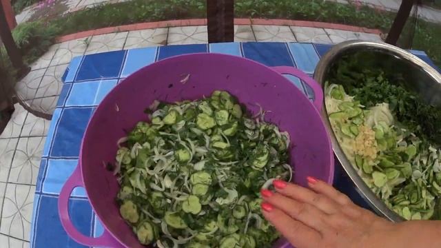 САЛАТ НЕЖИНСКИЙ ИЗ ОГУРЦОВ , ЗЕЛЕНИ, ЛУКА и ЧЕСНОЧКА( пошагово). смотреть онлайн