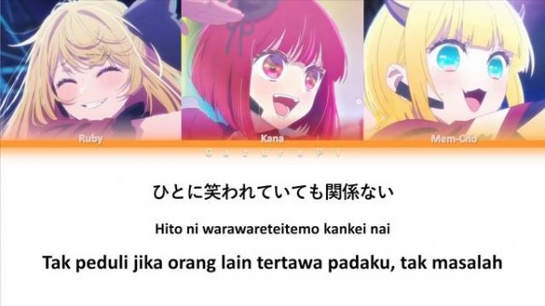 Oshi no Ko - New B Komachi -  サインはB『 Sign wa B』Lyrics (kan/rom/ind) Color code Full