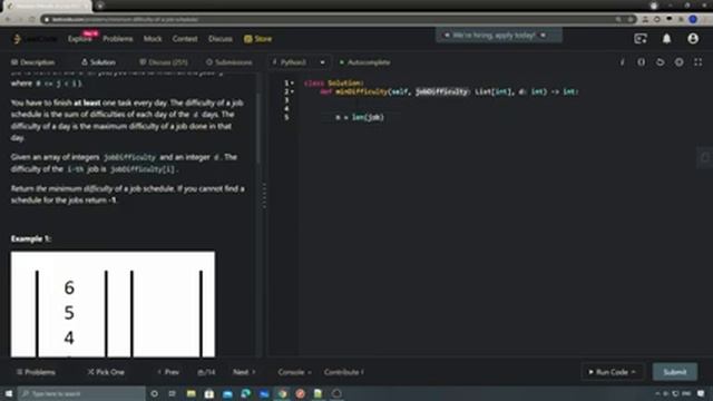 LeetCode 1335. Minimum Difficulty of a Job Schedule смотреть онлайн