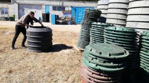 Монтаж полимерпесчаного колодца