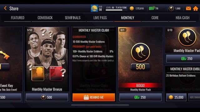 How To Get FREE 100 OVR MONTHLY MASTERS FAST In NBA Live Mobile Season 6! смотреть онлайн