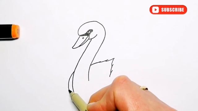 HOW TO DRAW A SWAN , EASY, STEP BY STEP, DRAWING SWAN смотреть онлайн