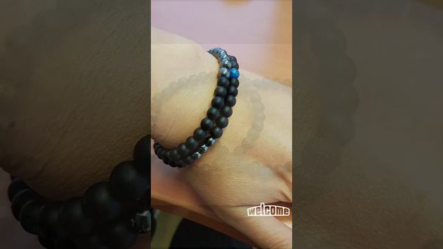 Полудрагоценные браслеты. Black bracelets. Accessories. смотреть онлайн