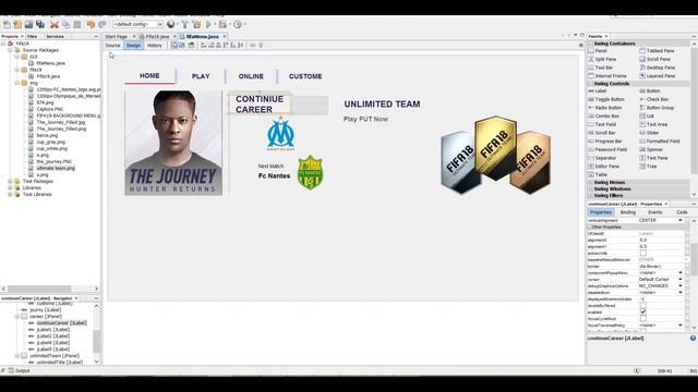 Java Swing GUI: FiFA 19 Menu Interface смотреть онлайн