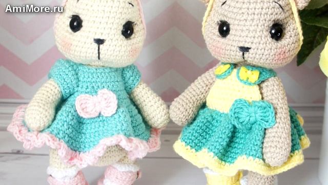 Амигуруми: схема Зайки и Кошечки. Игрушки вязаные крючком. Free crochet patterns. смотреть онлайн