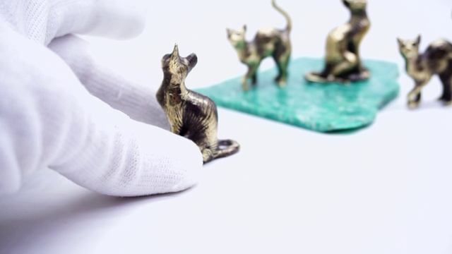 Фигурки Кошка Сфинкс и Ласковая латунь бронза статуэтка декор скульптура интерьер 1489 2046