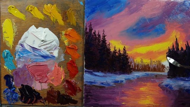 "Cheerful Winter Evening" Painting by Andrei Bagno смотреть онлайн