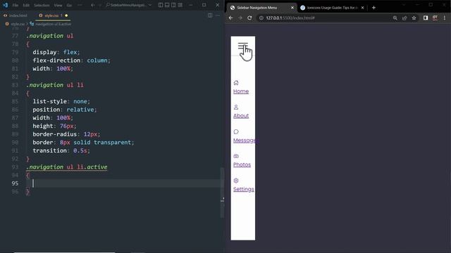 Sidebar Menu using Html CSS & Javascript | How To Create Curved Outside Navigation смотреть онлайн