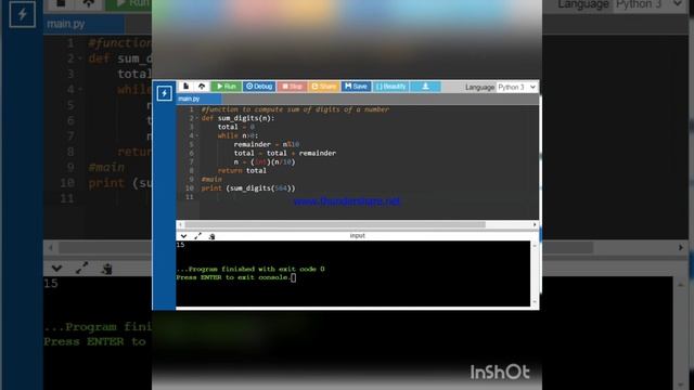 Python function to find sum of digits of a number. смотреть онлайн