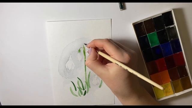Акварель для начинающих. Как нарисовать ПОДСНЕЖНИКИ смотреть онлайн