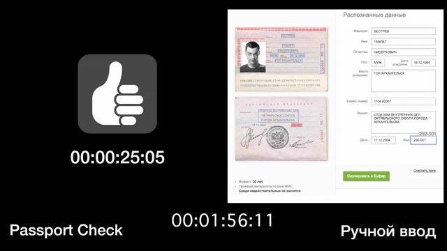 Сравнение ручного и автоматического ввода паспортных данных смотреть онлайн