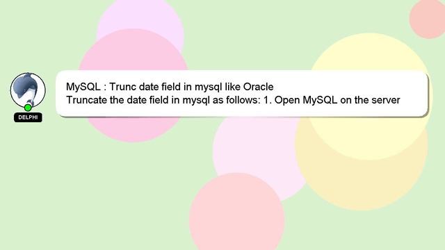MySQL : Trunc date field in mysql like Oracle смотреть онлайн