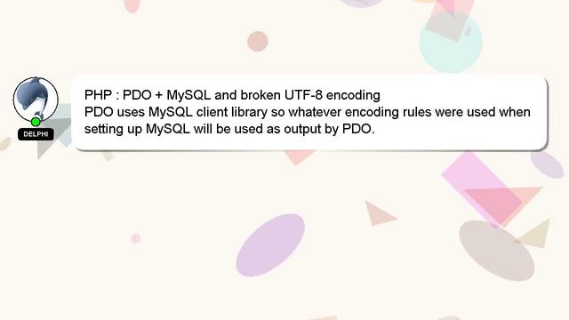 PHP : PDO + MySQL and broken UTF-8 encoding смотреть онлайн