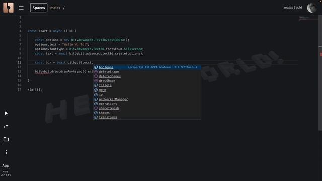 3D Text in TypeScript Editor смотреть онлайн