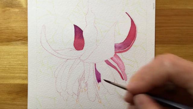 How to paint a fuchsia flower with watercolours // Step by step watercolour tutorial смотреть онлайн