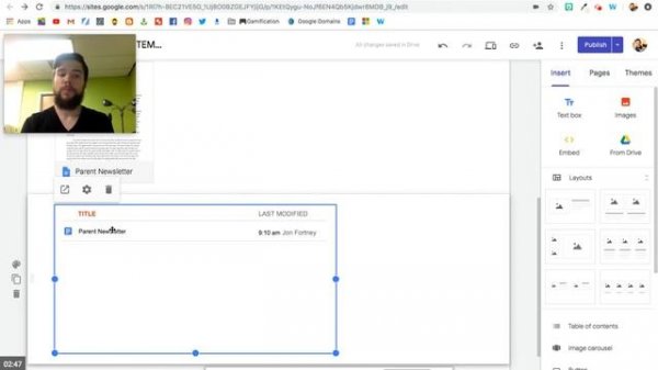 Google Sites: Adding a newsletter