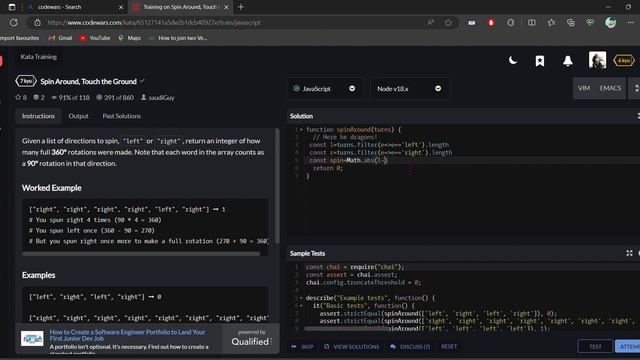 Training on Spin Around, Touch the Ground #question in #codewars solution details in descripton смотреть онлайн