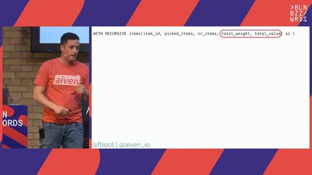 Francesco Tisiot – Solving the knapsack problem with recursive queries and PostgreSQL смотреть онлайн