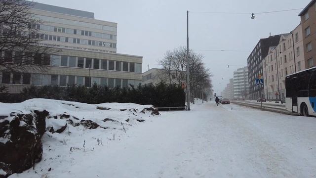 Winter Snowfall Walk From Helsinki City Center To Kallio ( 29 December 2021 )