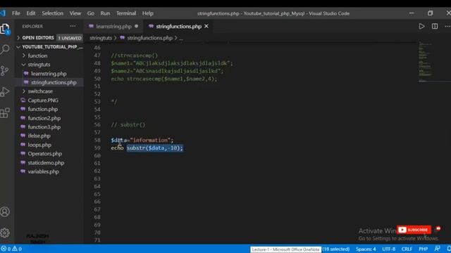 Lec 9 part 5: String in php in hindi | substr(),substr_count() in details смотреть онлайн