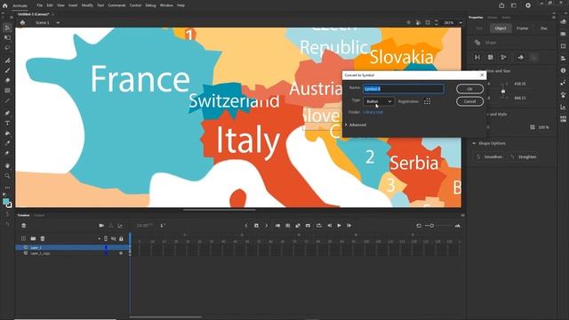 Adobe Animate CC 2022 tutorial - interactive map - HTML5 смотреть онлайн