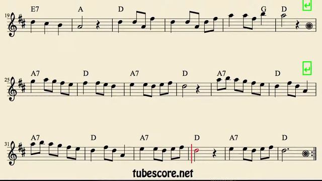 Noche Feliz Partitura de Saxofón Alto Corno Saxofón Baritono en Mi bemol Villancico de Navidad смотреть онлайн