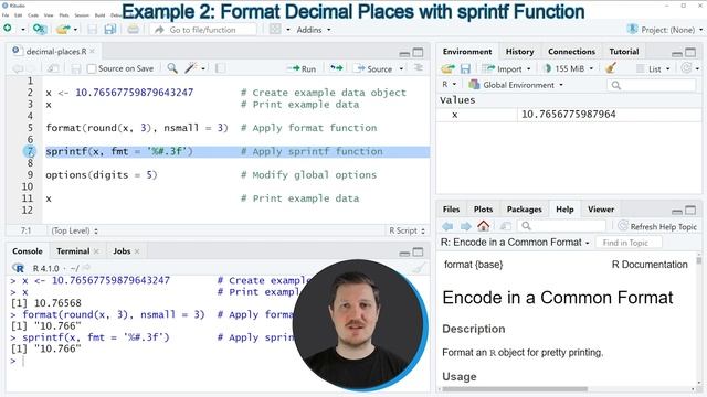 Format Number of Decimal Places in R (2 Examples) | format() & sprintf() Function | Global R Option смотреть онлайн