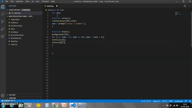Multiplication Table on Visual Studio Code смотреть онлайн