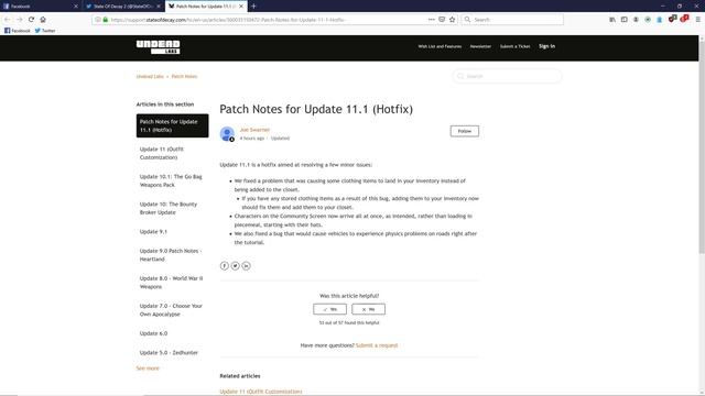State of Decay 2 News HOTFIX UPDATE 11.1 (Clothing / Outfit bug fix!) смотреть онлайн