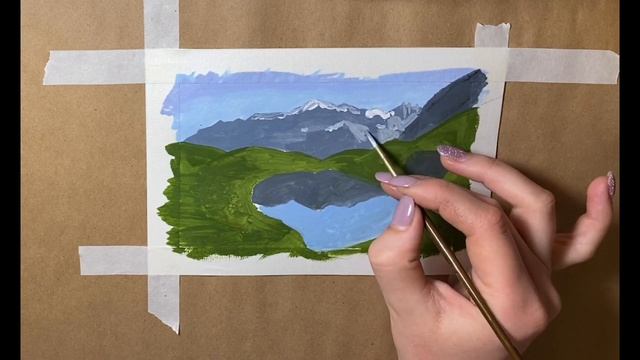 Весенний пейзаж, горы и подснежники. Как нарисовать весну гуашью | Уроки рисования смотреть онлайн