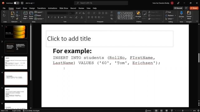 DDL , DML , DCL , TCL in SQL Telugu смотреть онлайн
