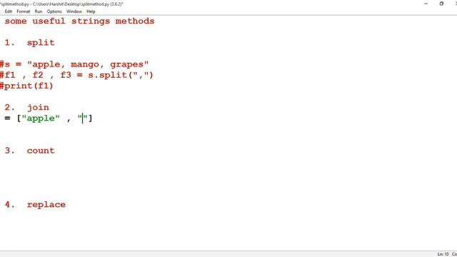 Python tutorial in Hindi 59 : Some more useful strings methods (split , join , replace , count) смотреть онлайн