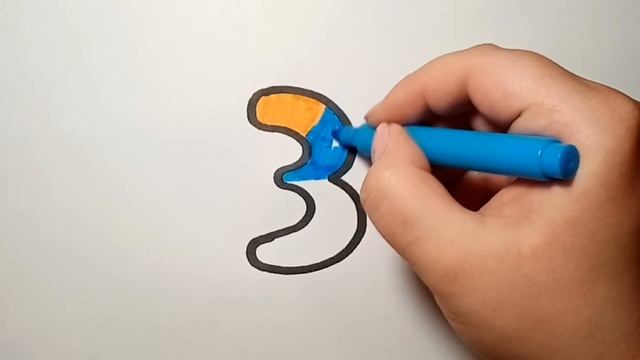 Как нарисовать цифры и раскрасить. Учим цифры от 0 до 9. Рисовать цифры. Рисунок Цифра 3 смотреть онлайн