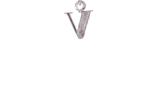 14K White Gold Polished .01ct Diamond Initial V Charm смотреть онлайн