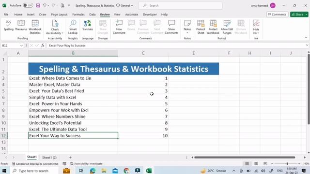 26.0 Excel Spell Check, Thesaurus, and Workbook Statistics: Boost Your Excel Efficiency #excelsteps смотреть онлайн