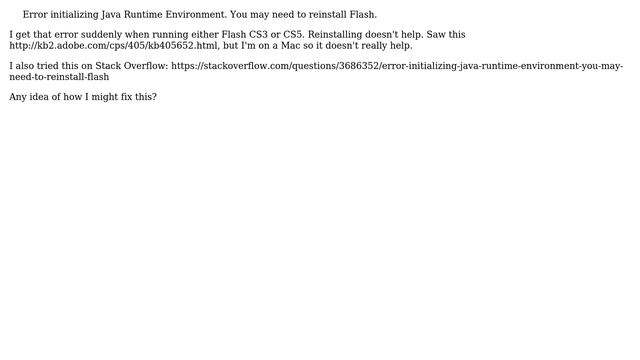 "Error initializing Java Runtime Environment. You may need to reinstall Flash." смотреть онлайн