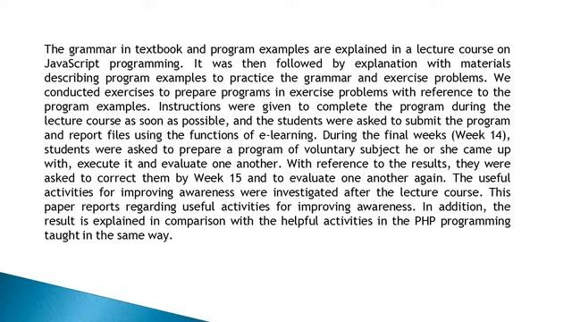 Comparison of Useful Activities of Improving Awareness in Blended Classes in Java Script and PHP Pr смотреть онлайн