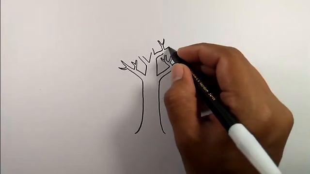 How to draw tree branches | Easy Drawings смотреть онлайн