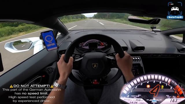 LAMBORGHINI HURACAN EVO 344 км/ч на автобане