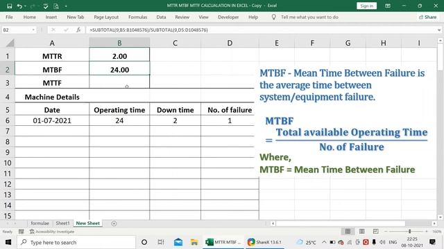 Excel template - MTTR, MTBF, MTTF @smartofficetemplates смотреть онлайн