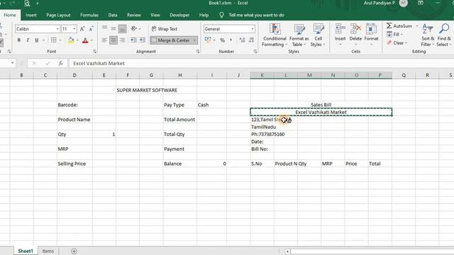 Automatic Supermarket Billing Software in Excel-Part1(Format) | Point of Sale (POS)| Excel Vazhikat смотреть онлайн